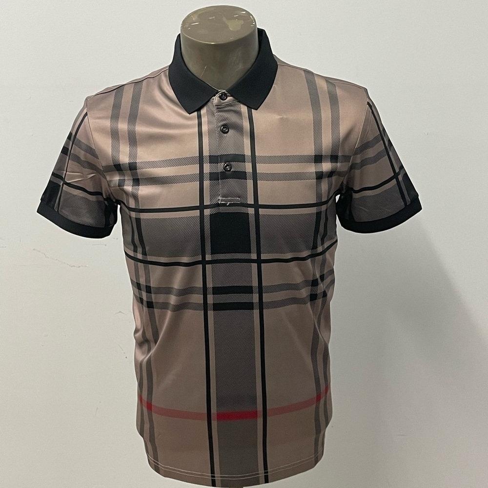 Barocco polo shirt brown plaid modern fit
